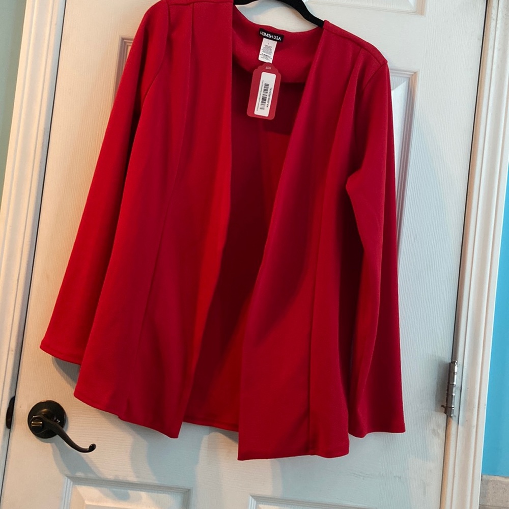 Red open blazer